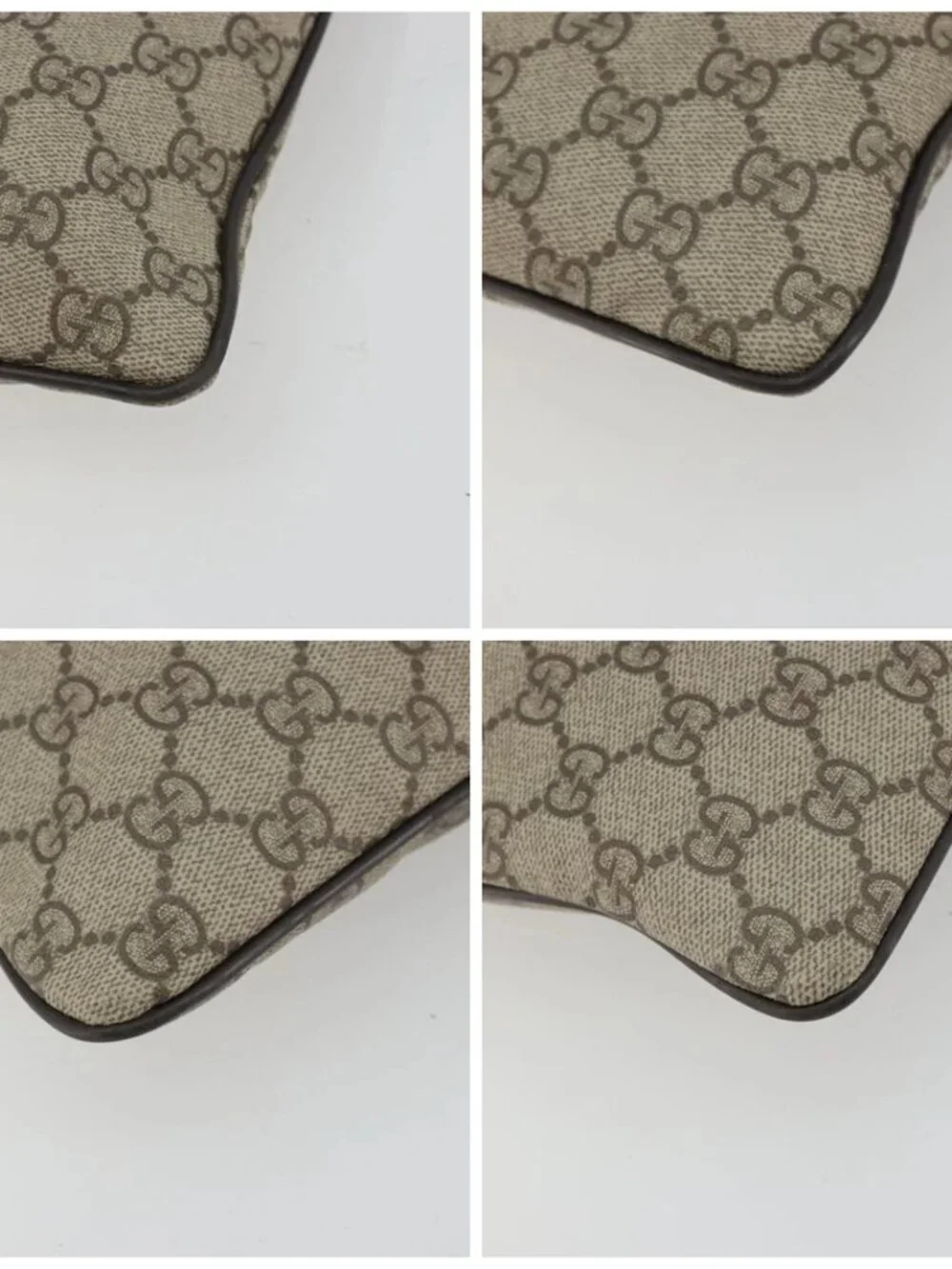 GUCCI GG Supreme Shoulder Bag PVC Beige Silver 141626 Auth 190277A